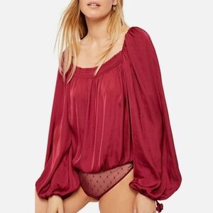Free People Another Round Pomegranate Thong Bodysuit Nwt Size XS